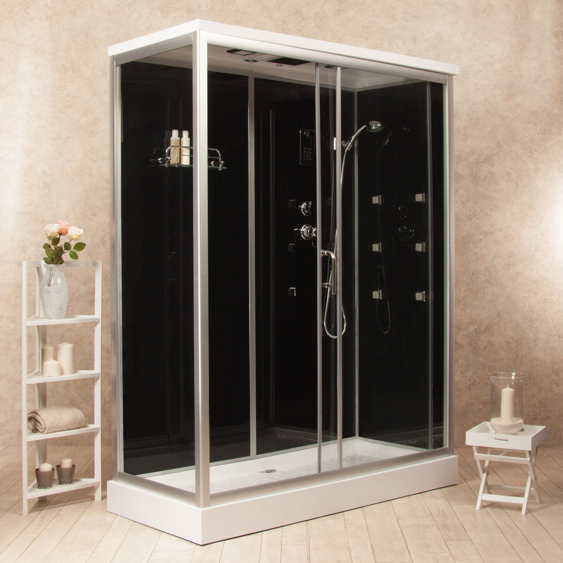 Box Doccia Black Air 70x130 Destra Idromassaggio Multifunzione