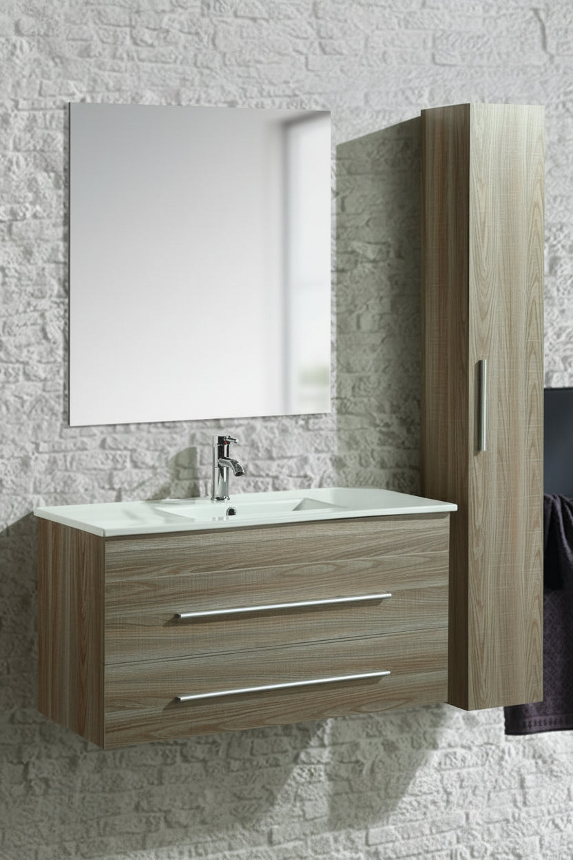 Mobile Arredo Bagno Urban 100 cm Sospeso Moderno Rovere