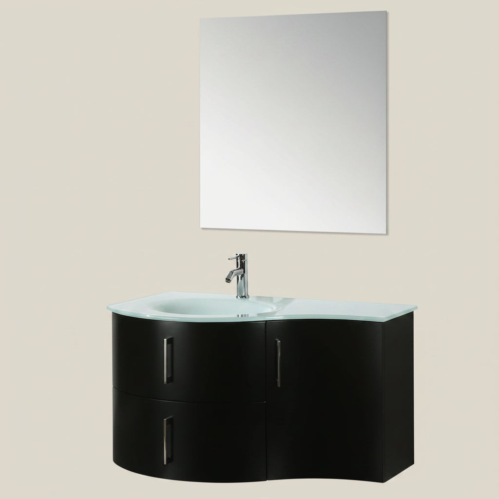 Mobile Arredo Bagno Kursal 104 cm Sospeso Nero Sinistro Moderno
