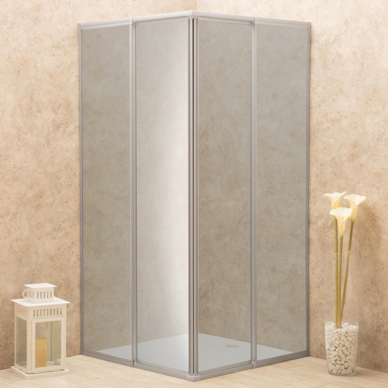Box Doccia Regolabile Reversibile 73x82cm Vetro 6mm Fume' Angolare