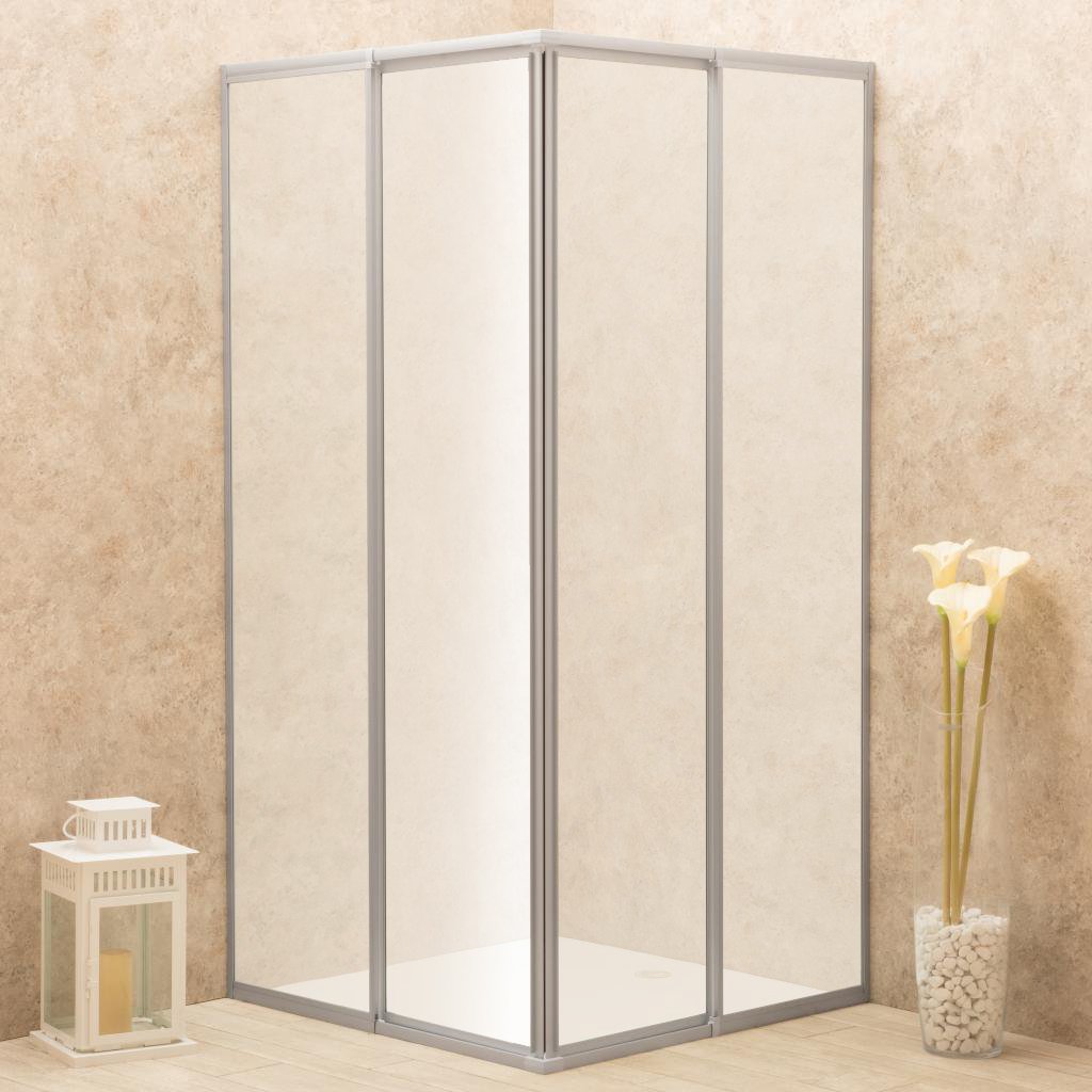 Box Doccia Regolabile Reversibile 77x83cm Vetro Satinato 6mm Angolare