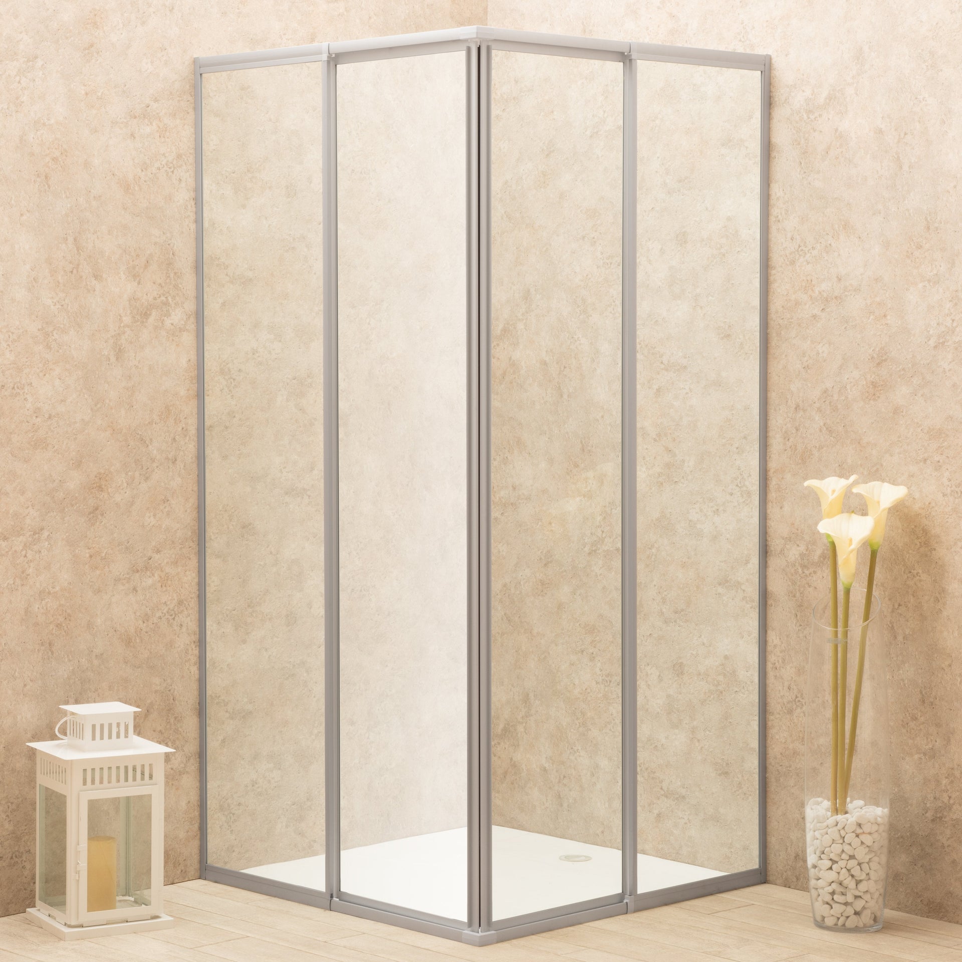 Box Doccia Regolabile Reversibile 88x90cm Vetro 6mm Trasparente
