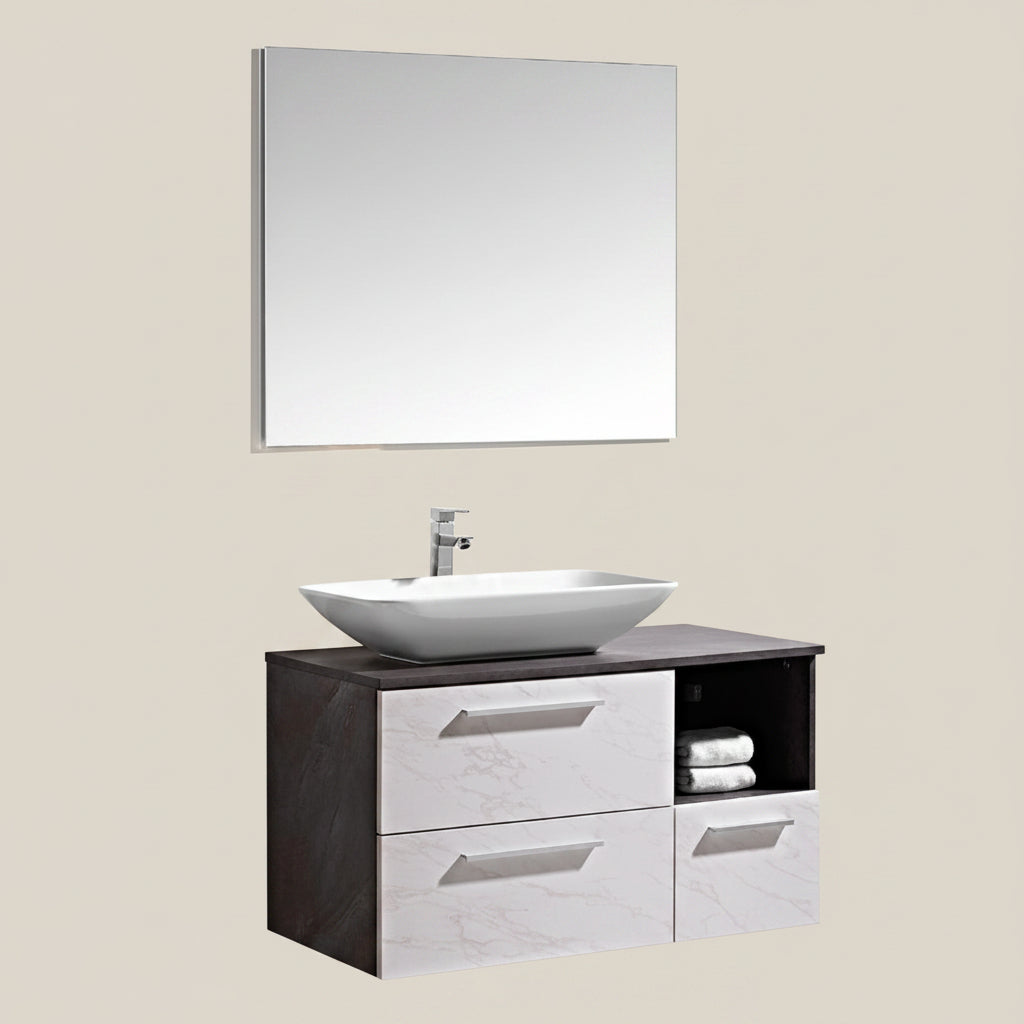 Set Mobile Arredo Bagno London Stone color Bianco 100cm