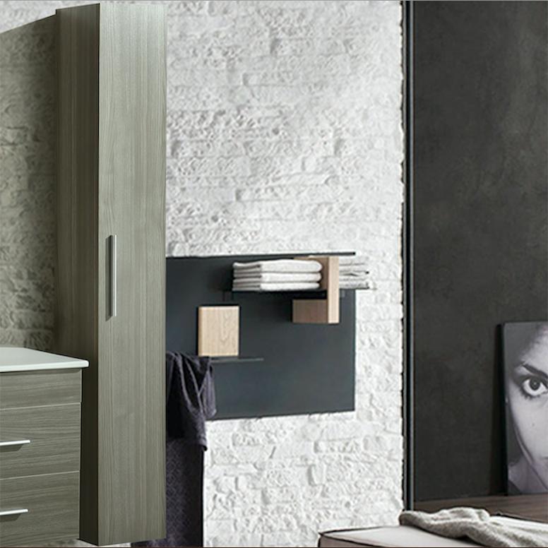Colonna Arredo Bagno 25x22x160 cm Sospesa Moderna Grigia