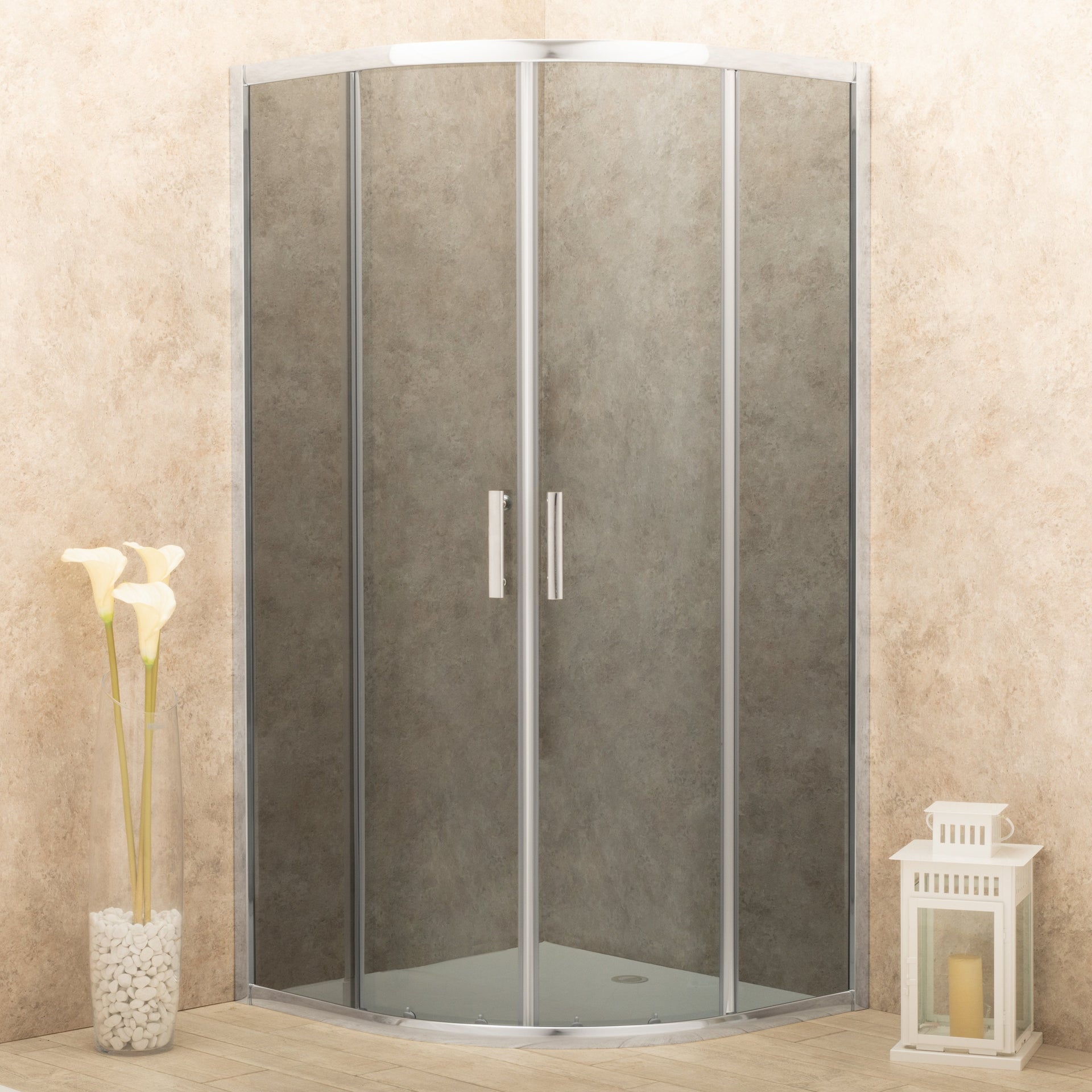 Box Doccia Itria 80x80cm Semicircolare Vetri 6mm Fume'