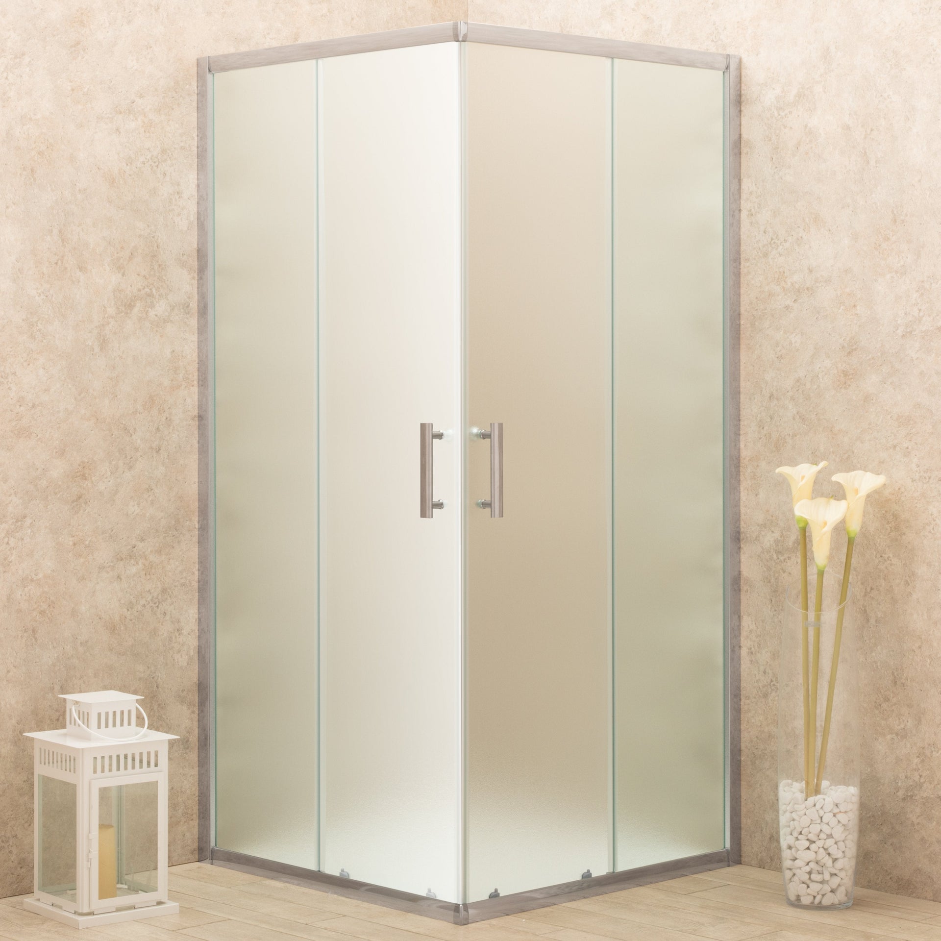 Box Doccia Itria 90x90cm Quadrato Vetri Satinati 6mm