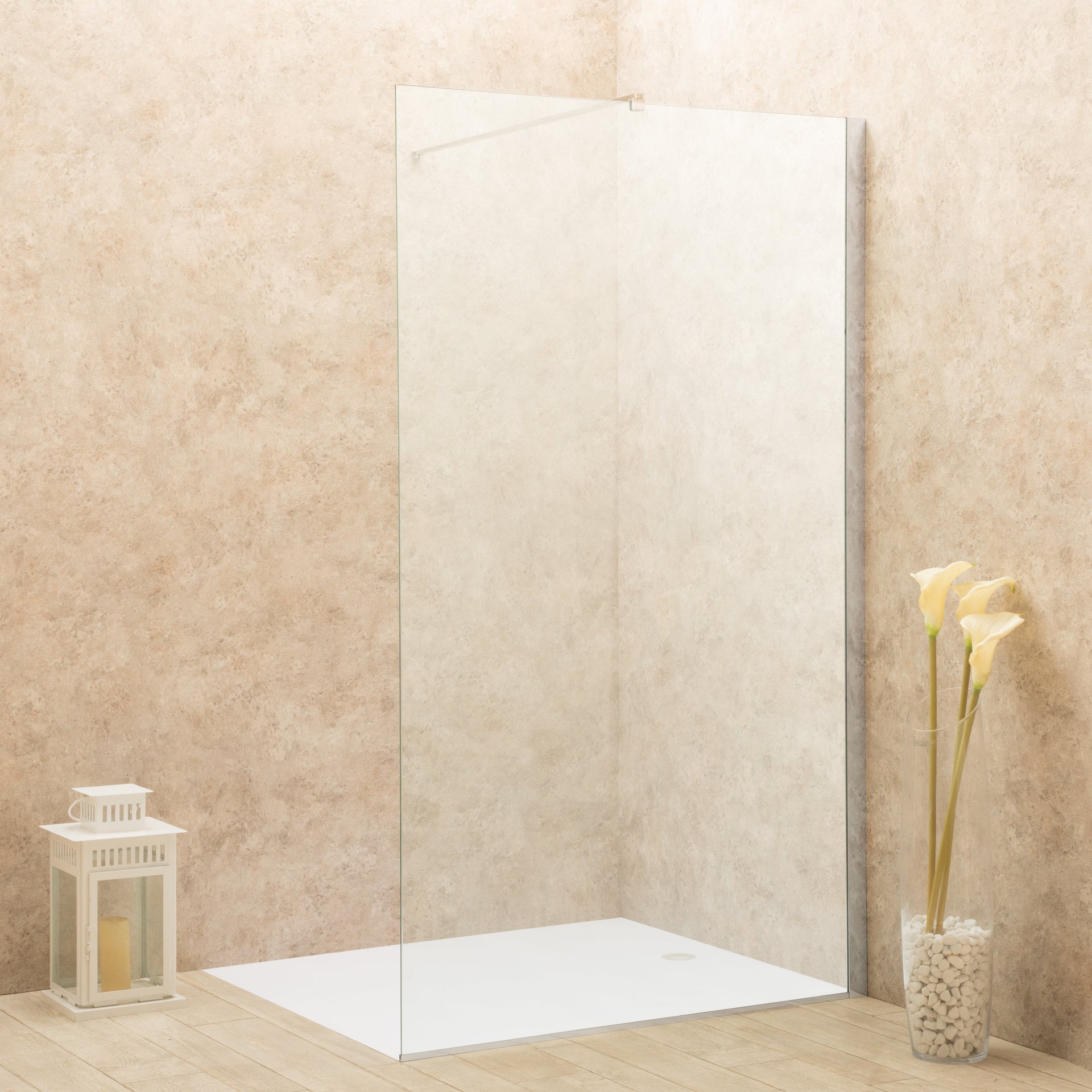 Parete Doccia Walk In Reversibile Vetro Trasparente da 100cm Spessore 8mm x2M