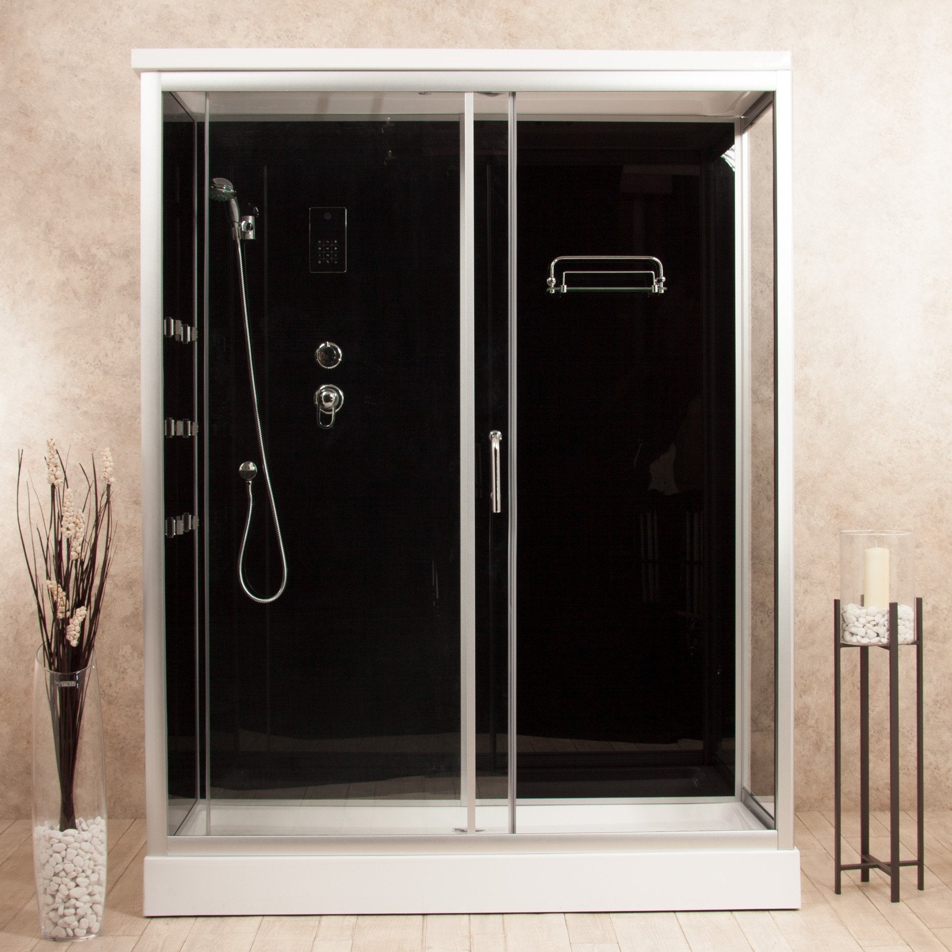Box Doccia Black Air 70x160cm Sinistra Idromassaggio Multifunzione