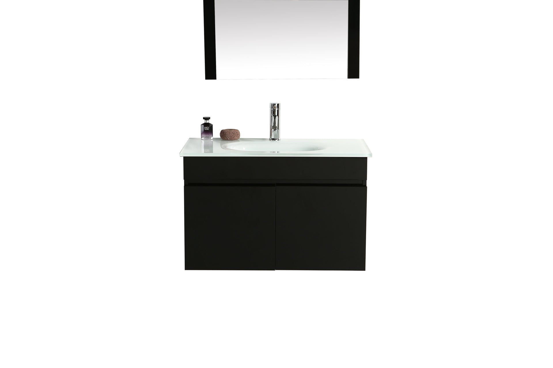 Mobile Arredo Bagno Easy Black 80 cm Sospeso Nero Moderno