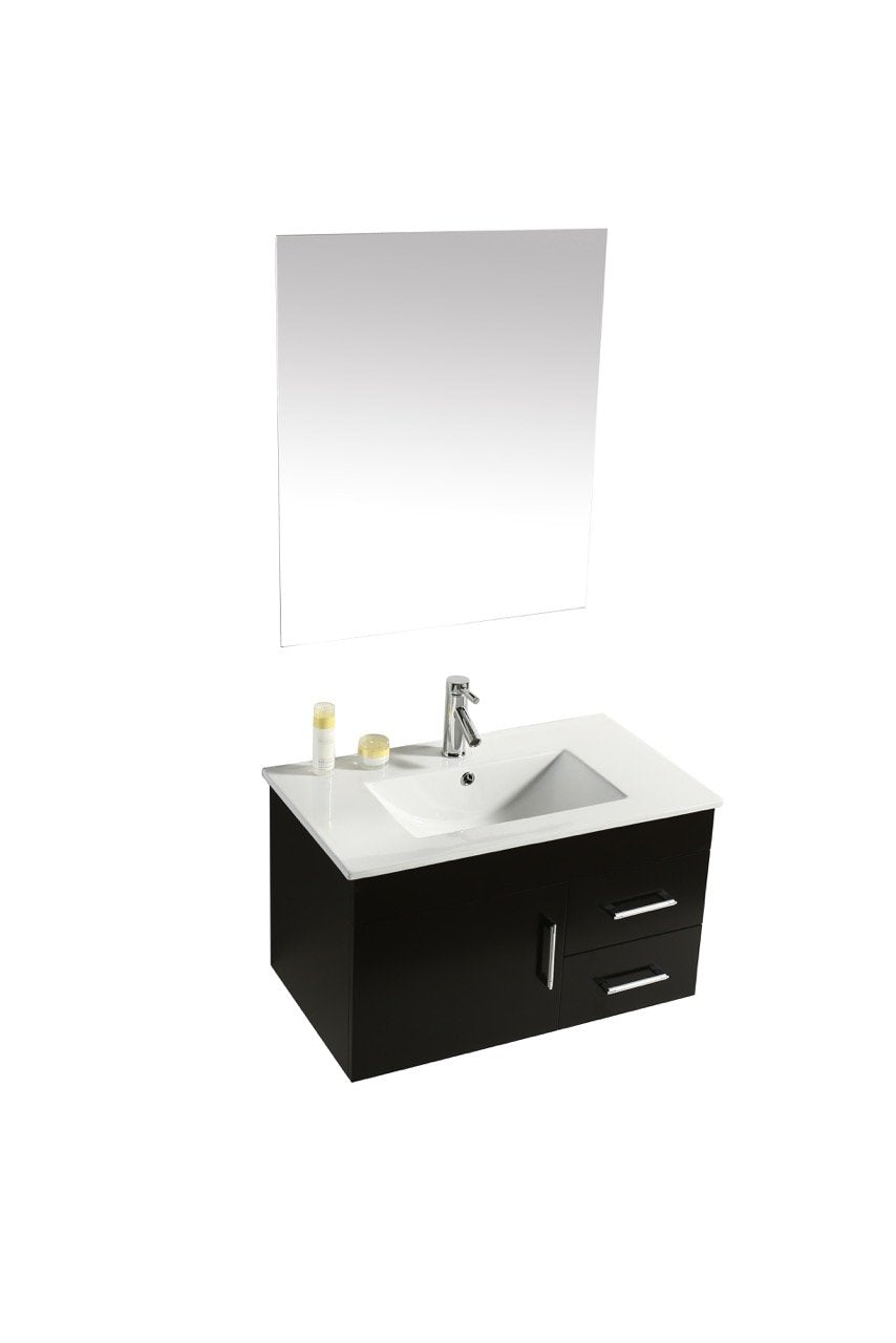 Mobile Arredo Bagno Dublino 80 cm Nero Sospeso Moderno