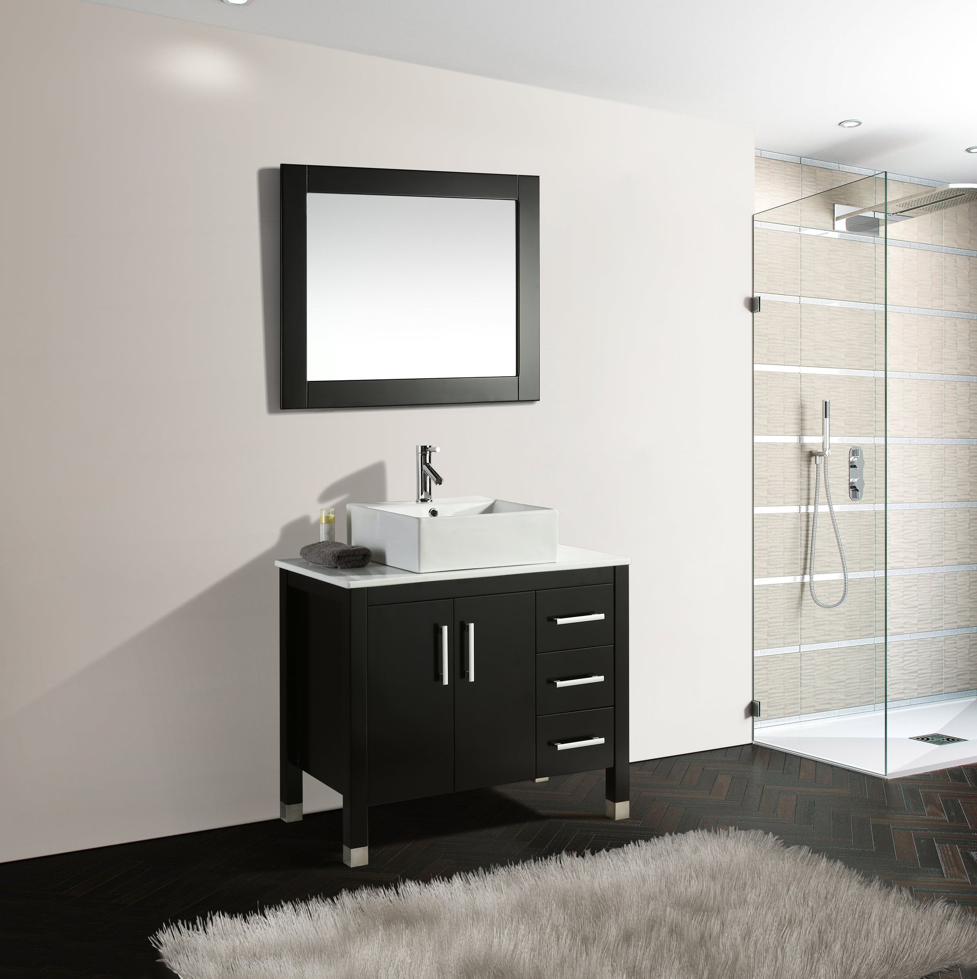 Mobile Bagno Old England Family 91 cm Legno Massello Nero