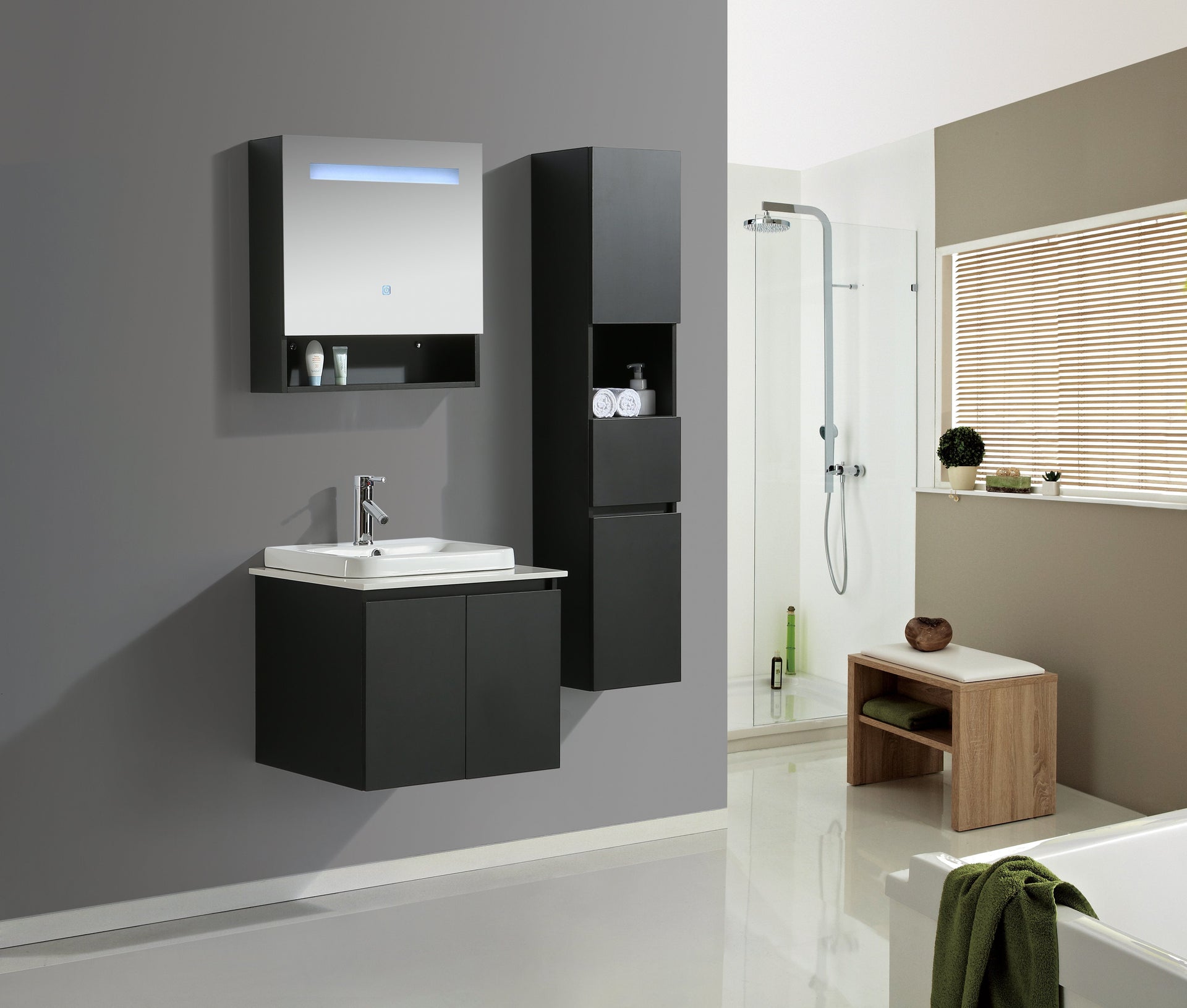 Mobile Arredo Bagno Tokyo 80 cm Moderno + Colonna Arredo