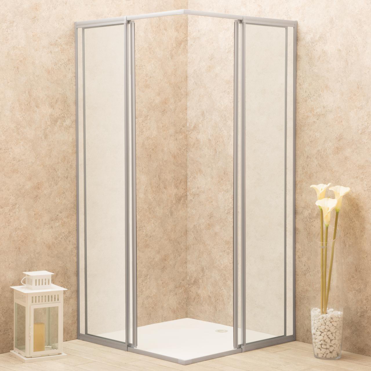 Box Doccia Regolabile Reversibile 73x90cm Vetro Satinato 6mm Angolare
