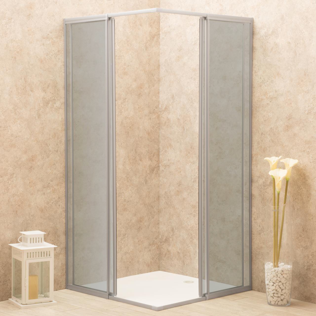 Box Doccia Regolabile Reversibile 73x84cm Vetro 6mm Fume' Angolare