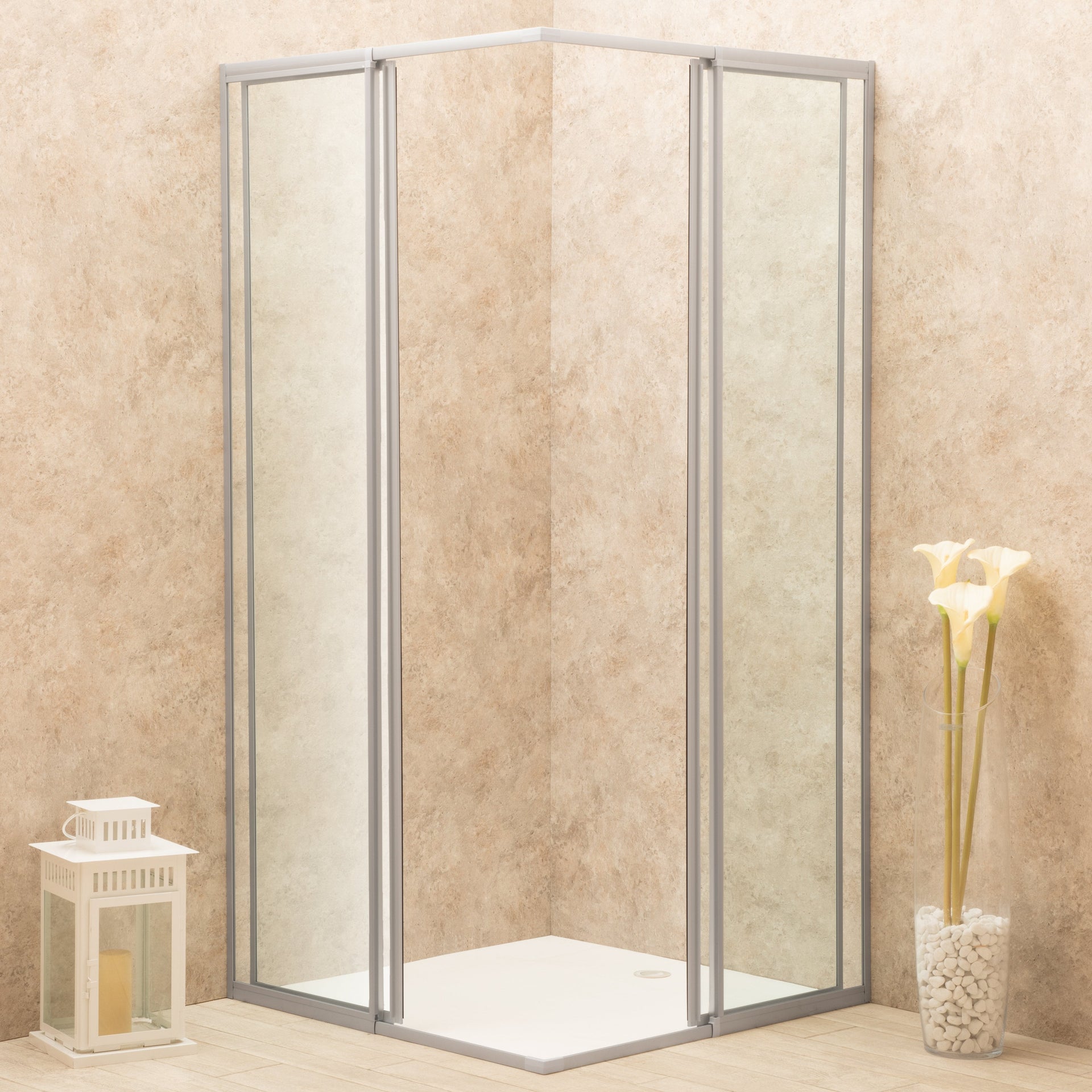 Box Doccia Regolabile Reversibile 88x88cm Vetro 6mm Trasparente