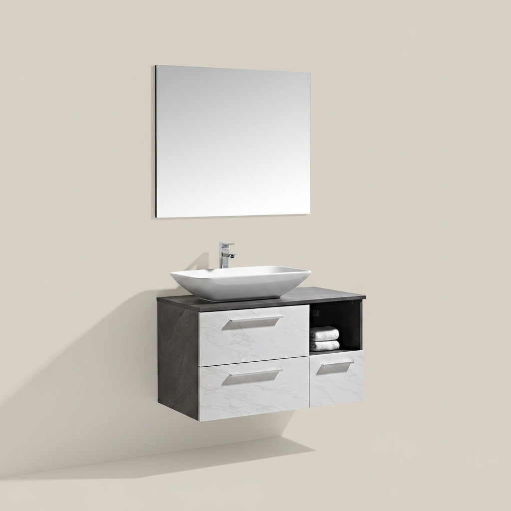 Set Mobile Arredo Bagno London Stone color Bianco 100cm