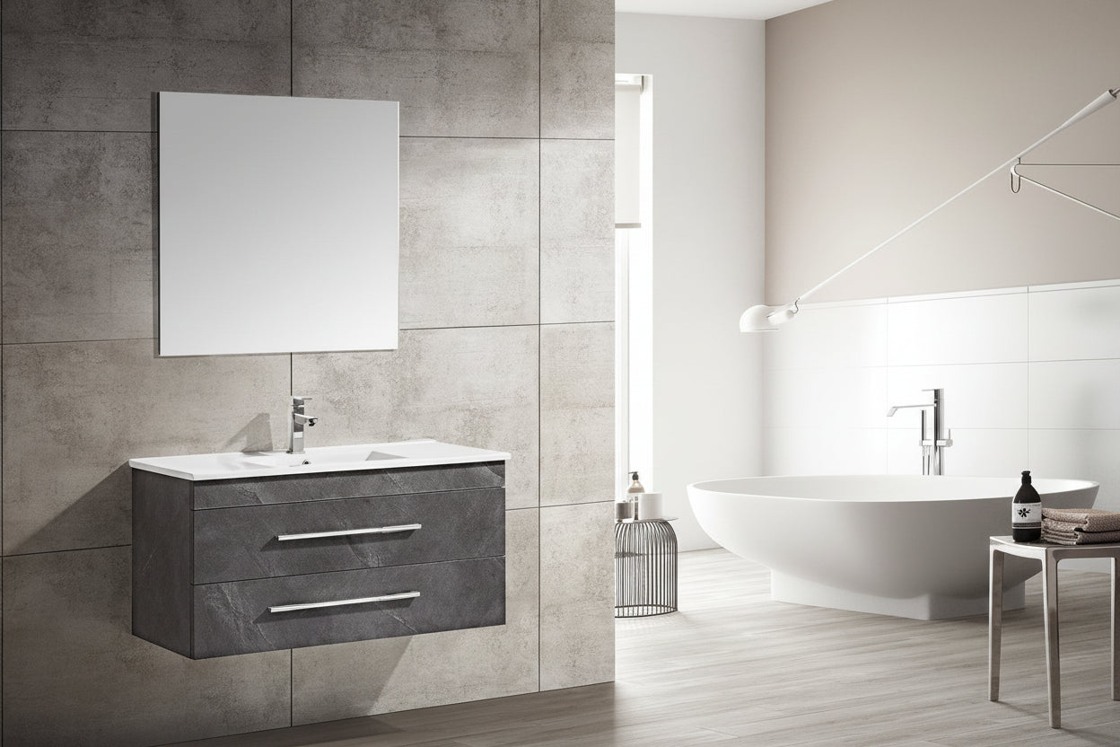 Set Mobile Arredo Bagno Urban Stone Grigio antracite 100cm