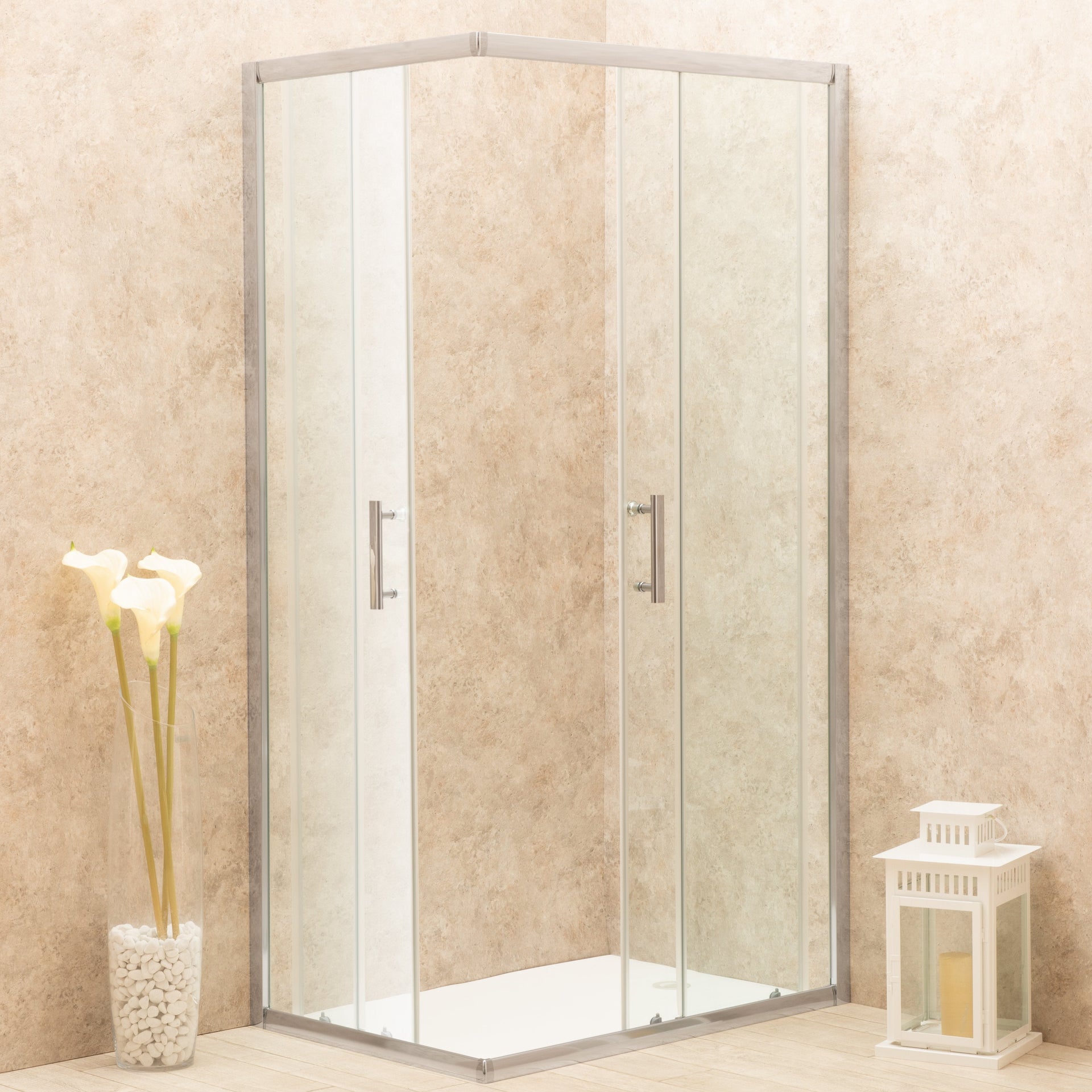 Cabina Doccia Regolabile Reversibile 86x119cm Vetro 6mm Trasparente