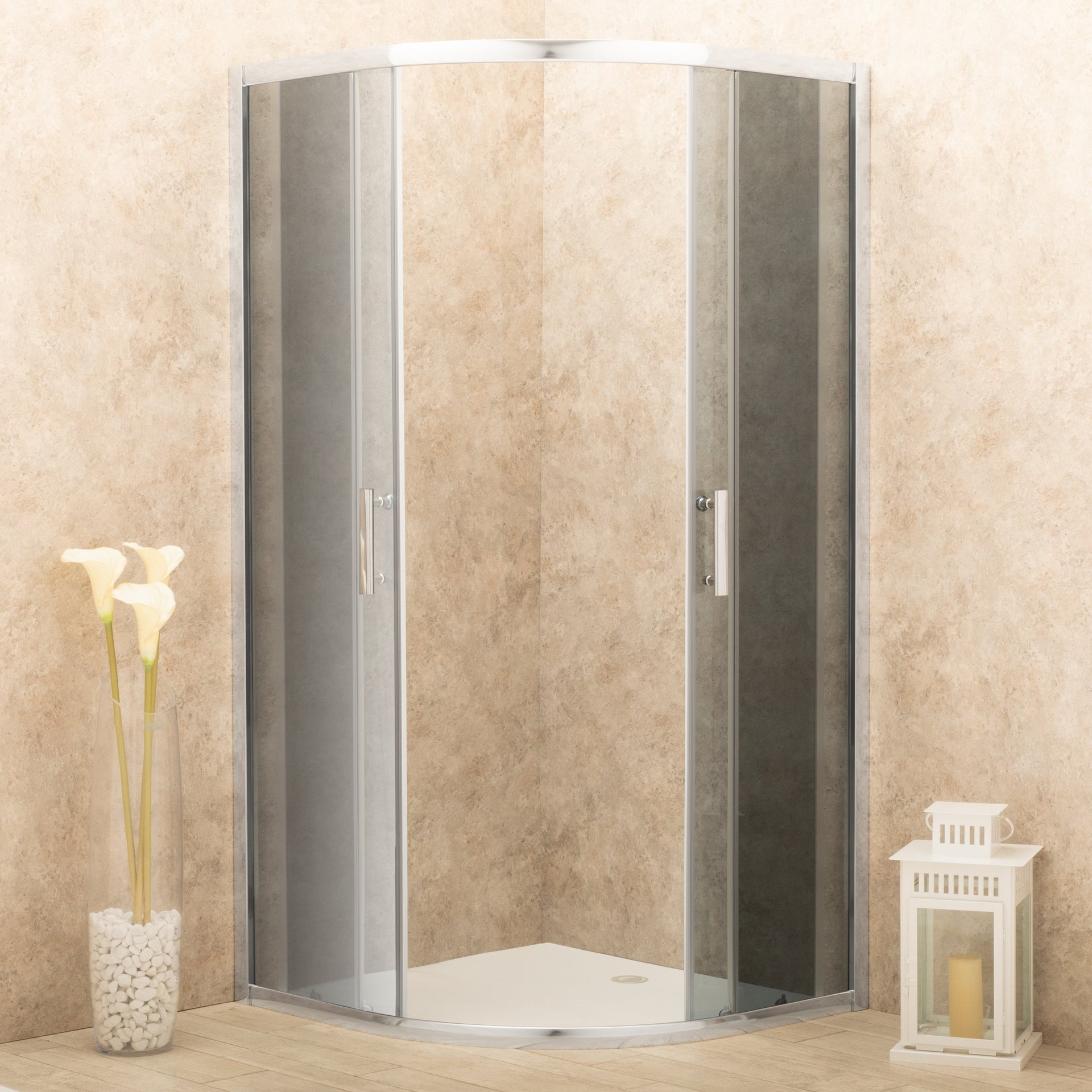 Box Cabina Doccia Itria 90x90cm Semicircolare Vetri Fume' 6mm