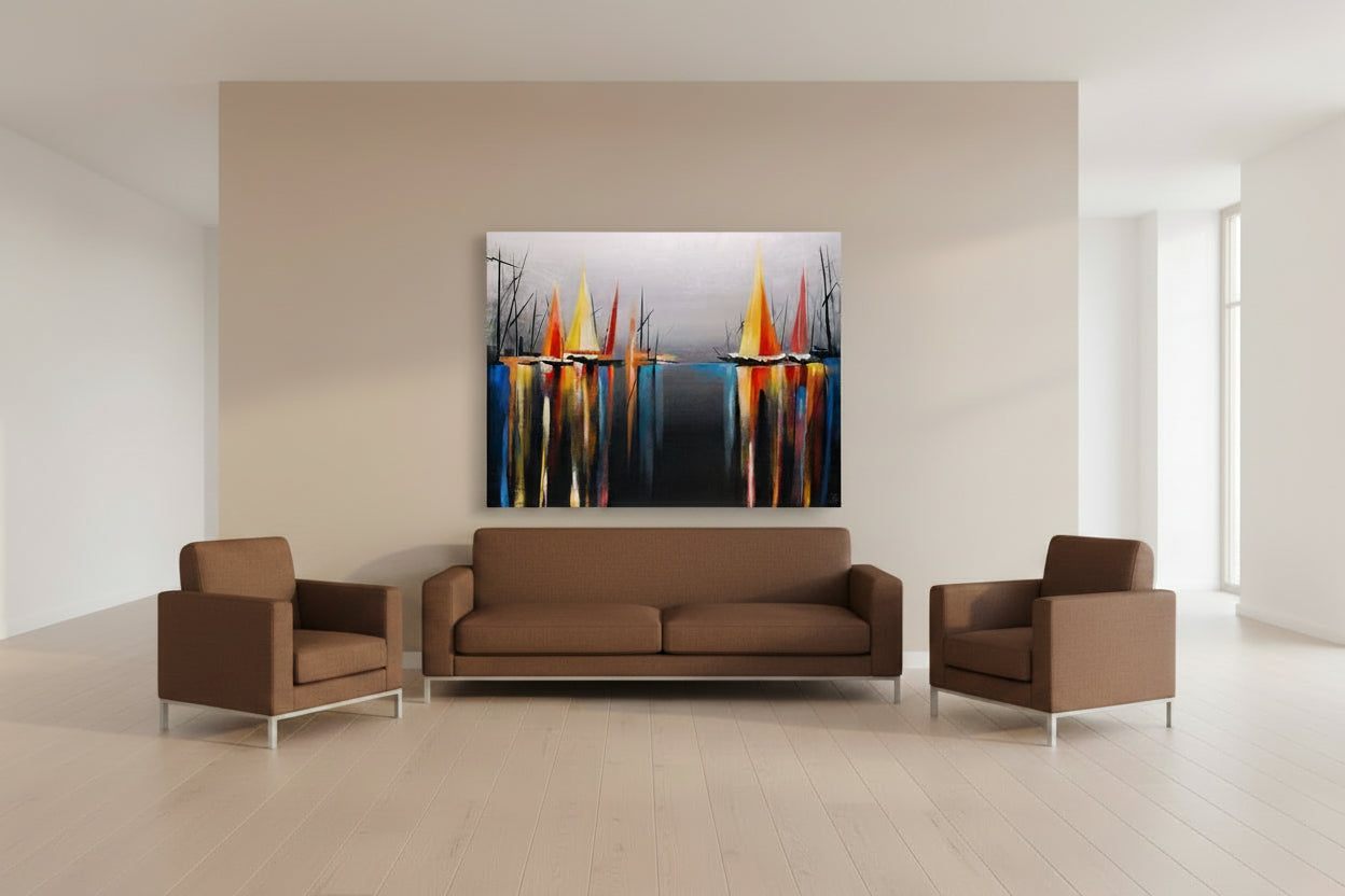 Quadro Dipinto a Mano su Tela 60x80cm Paesaggistico N44