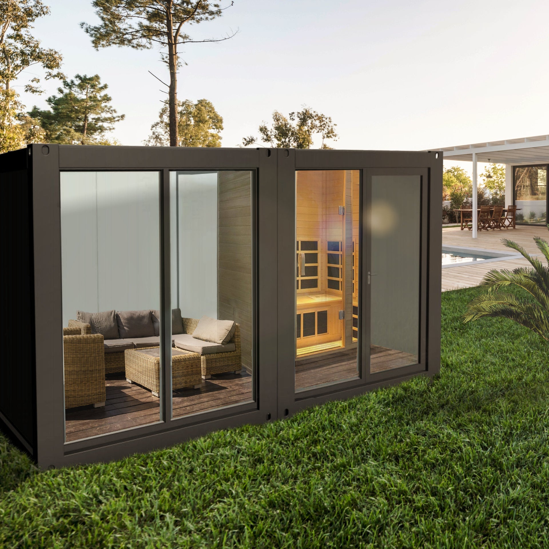Casetta Prefabbricato Container da Giardino in Acciaio Color Antracite L461xP200xA250 cm