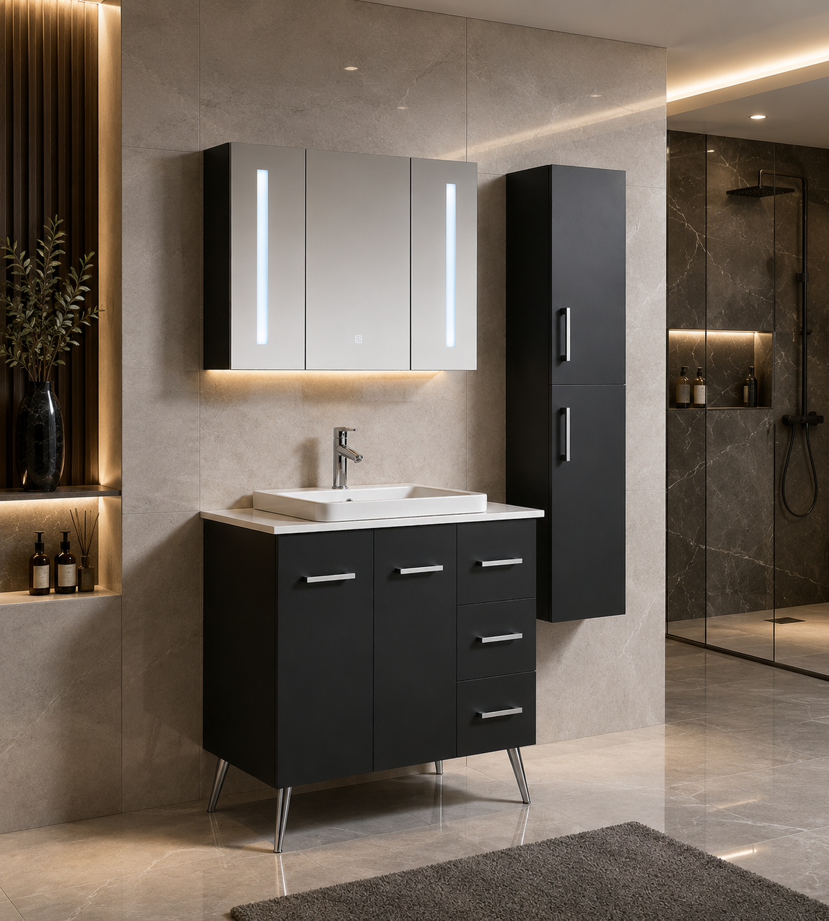 Mobile Arredo Bagno Space England 90 cm Moderno + Colonna Arredo