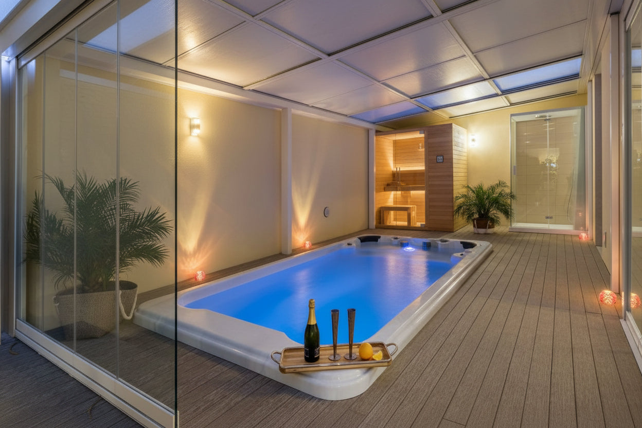 Piscina Nuoto Controcorrente e Idromassaggio SPA Relax 418x220 cm