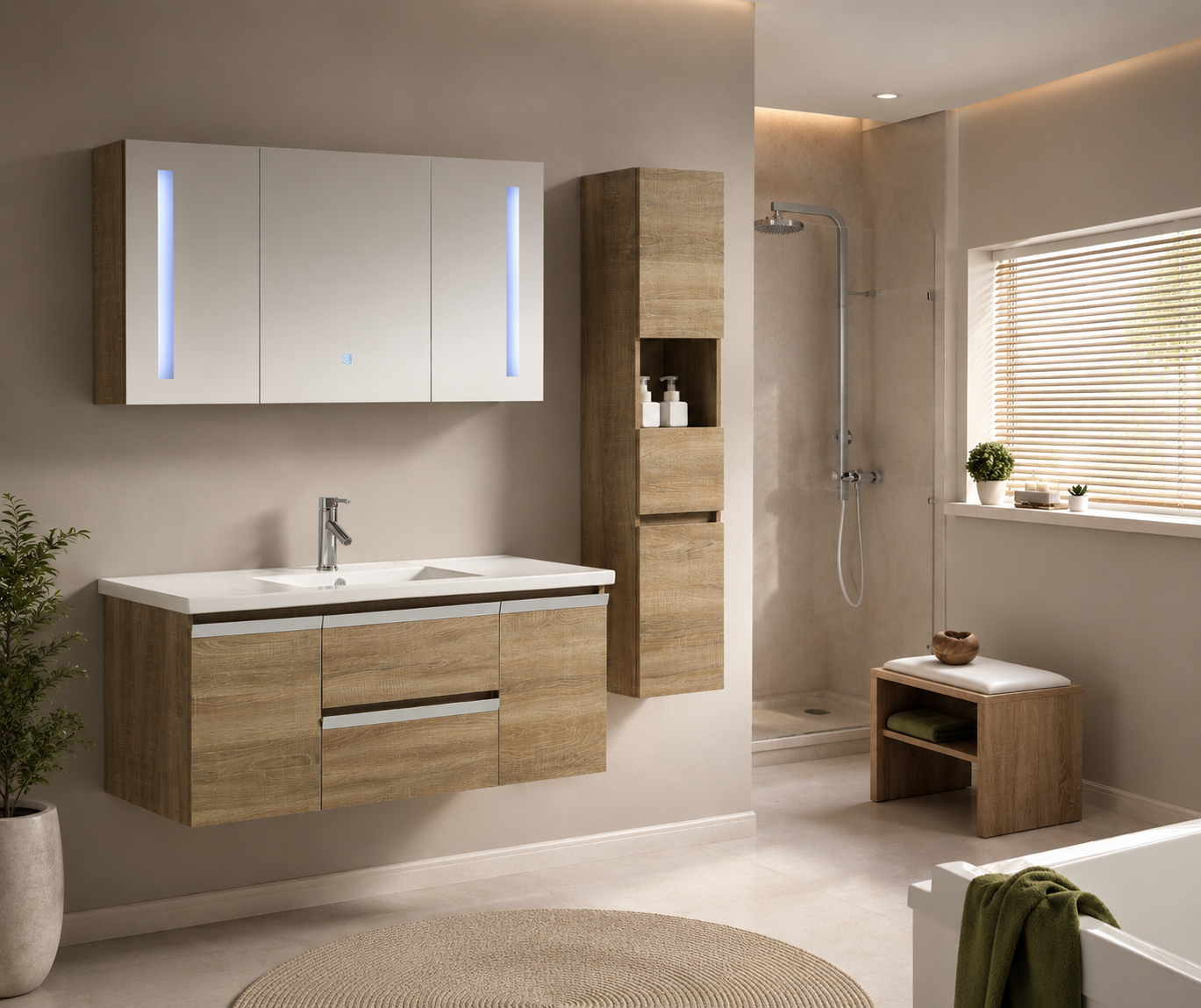 Mobile Arredo Bagno Venice 120 cm Spazioso + Colonna Arredo