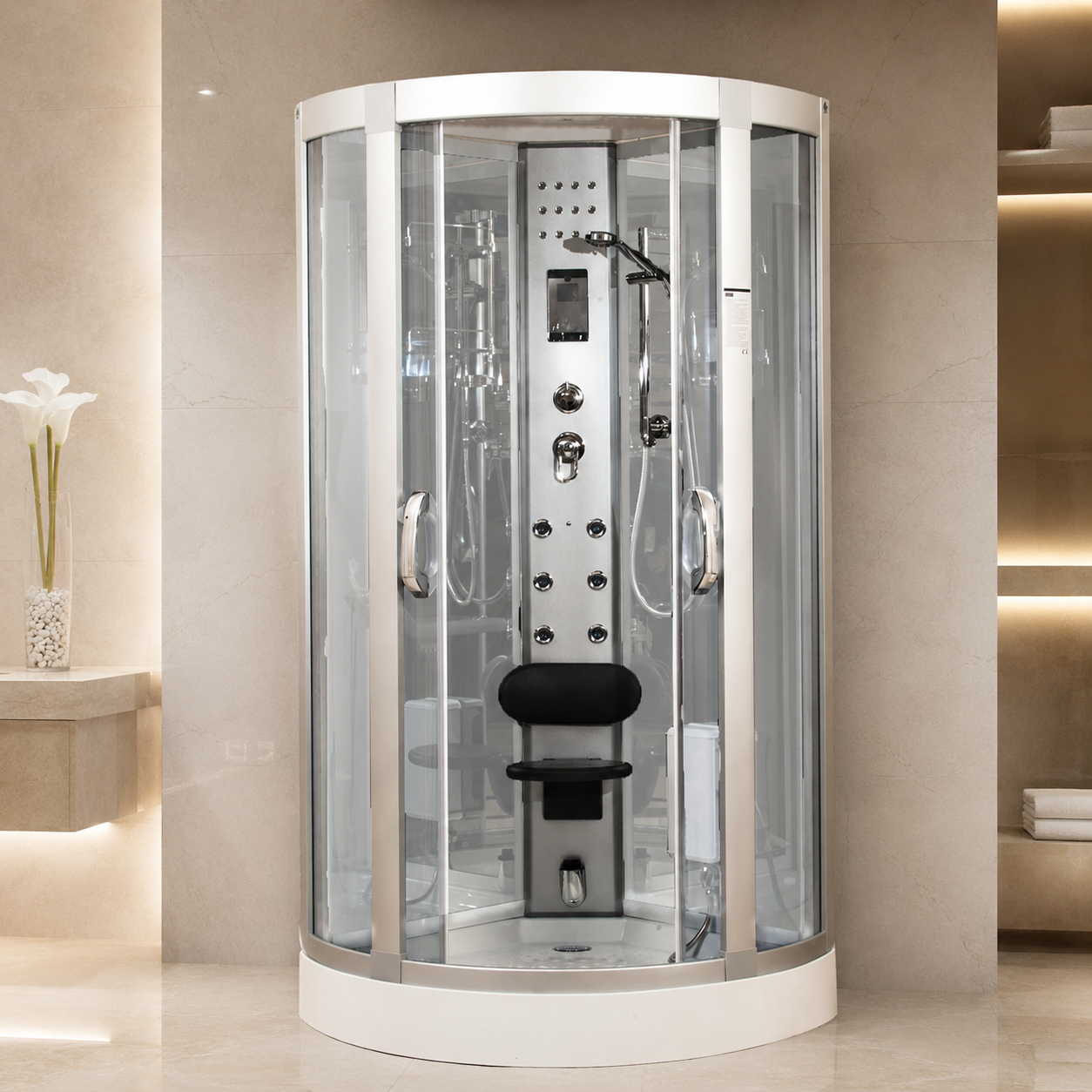 Box Doccia Idromassaggio White Eden 90x90cm Sauna Bagno Turco e Ozonoterapia
