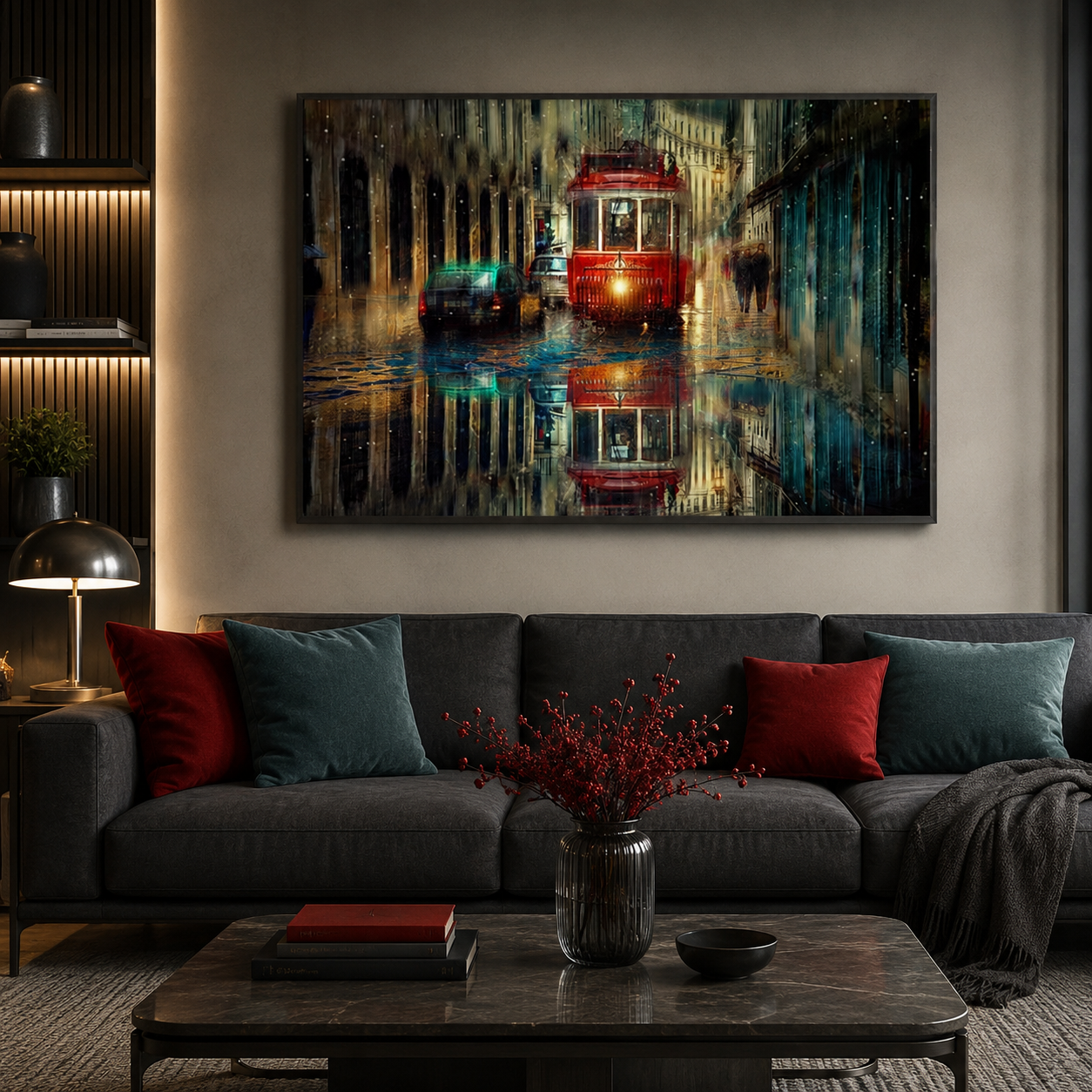 Stampa Quadro Canvas su Tela Retroilluminata con luce a LED Paesaggio urbano di Lisbona N114