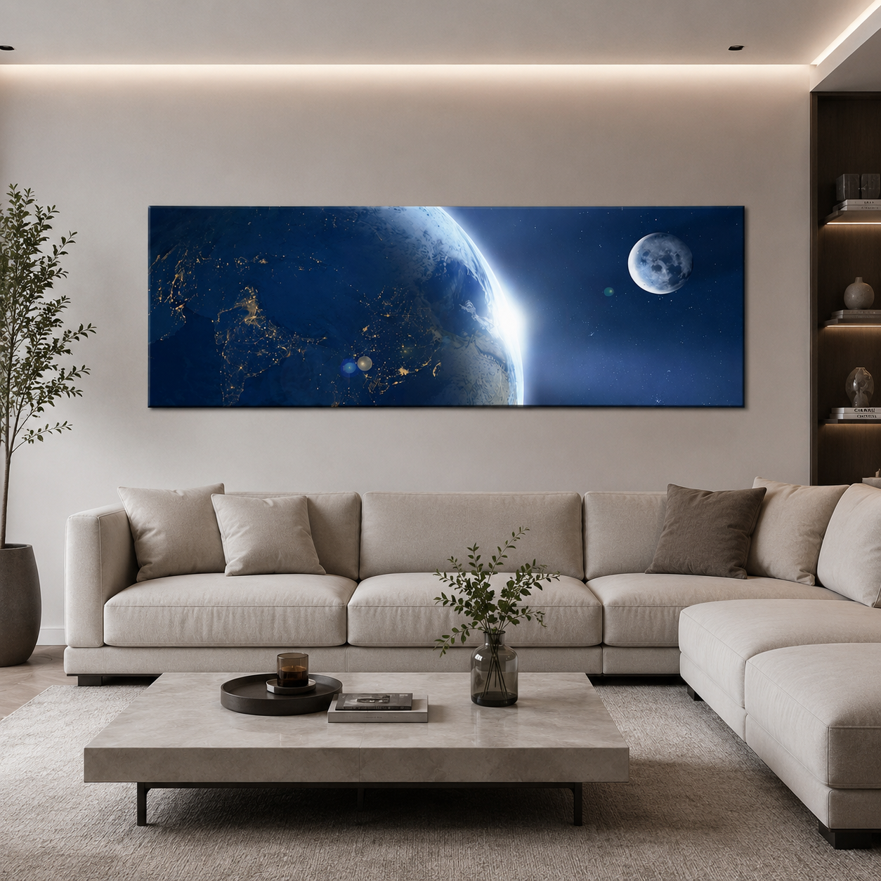 Stampa Quadro Canvas su Tela con luce a LED Paesaggio Spaziale N124