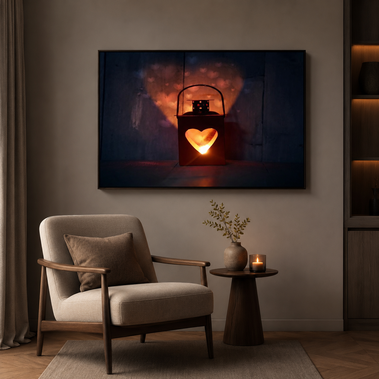 Stampa Quadro Canvas su Tela Retroilluminata con luce a LED  Lanterna accesa N111