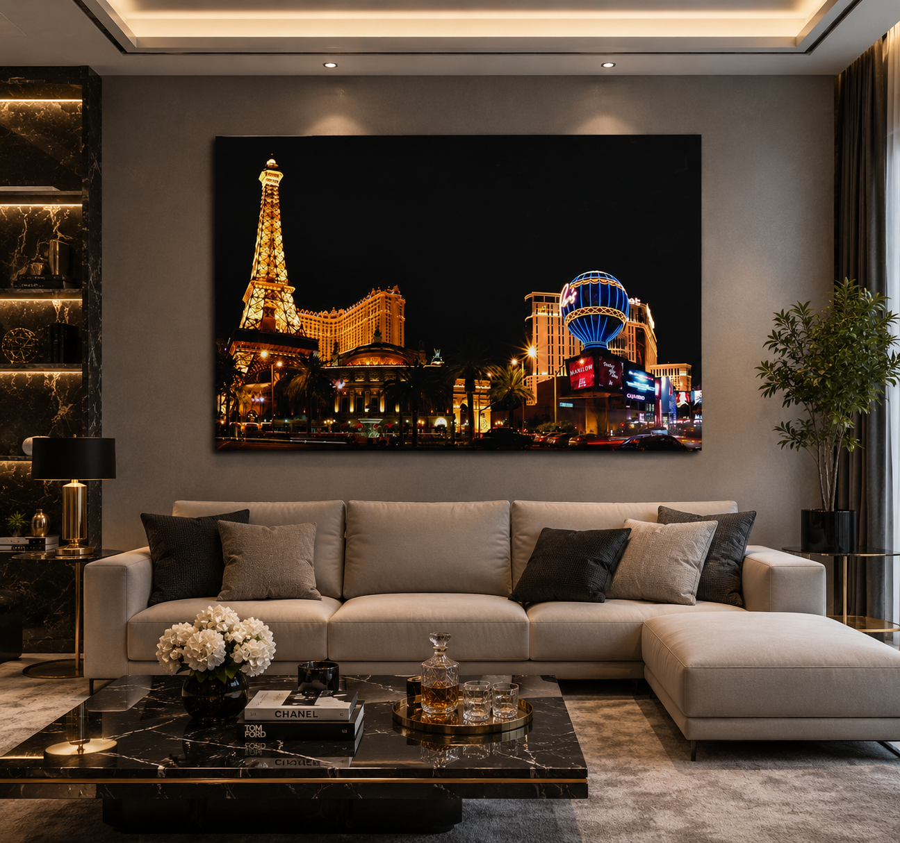 Stampa Quadro Canvas su Tela Retroilluminata con luce a LED Las Vegas City N103