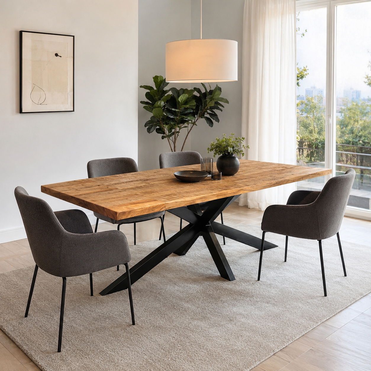 Tavolo Legno di Acacia Daytona 160x85 cm Allungabile a 240 cm