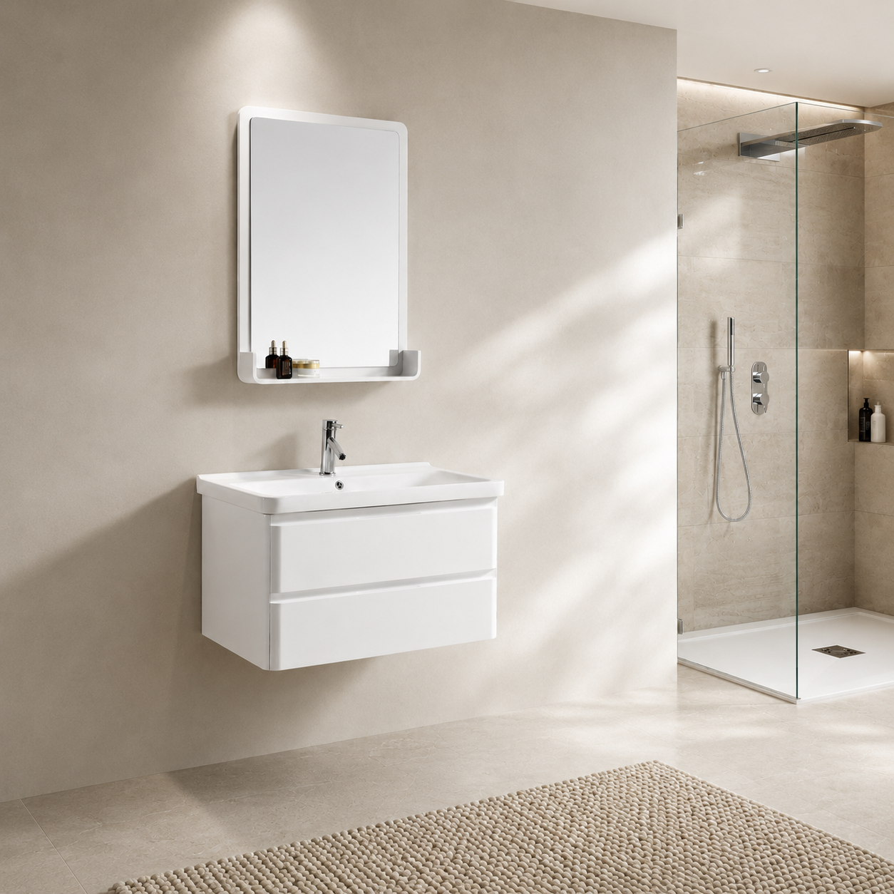 Mobile Arredo Bagno White Plus 80 cm Bianco Moderno Sospeso
