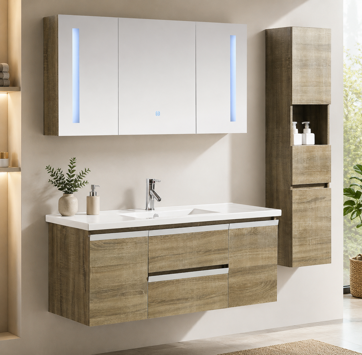 Mobile Arredo Bagno Venice 120 cm Spazioso + Colonna Arredo