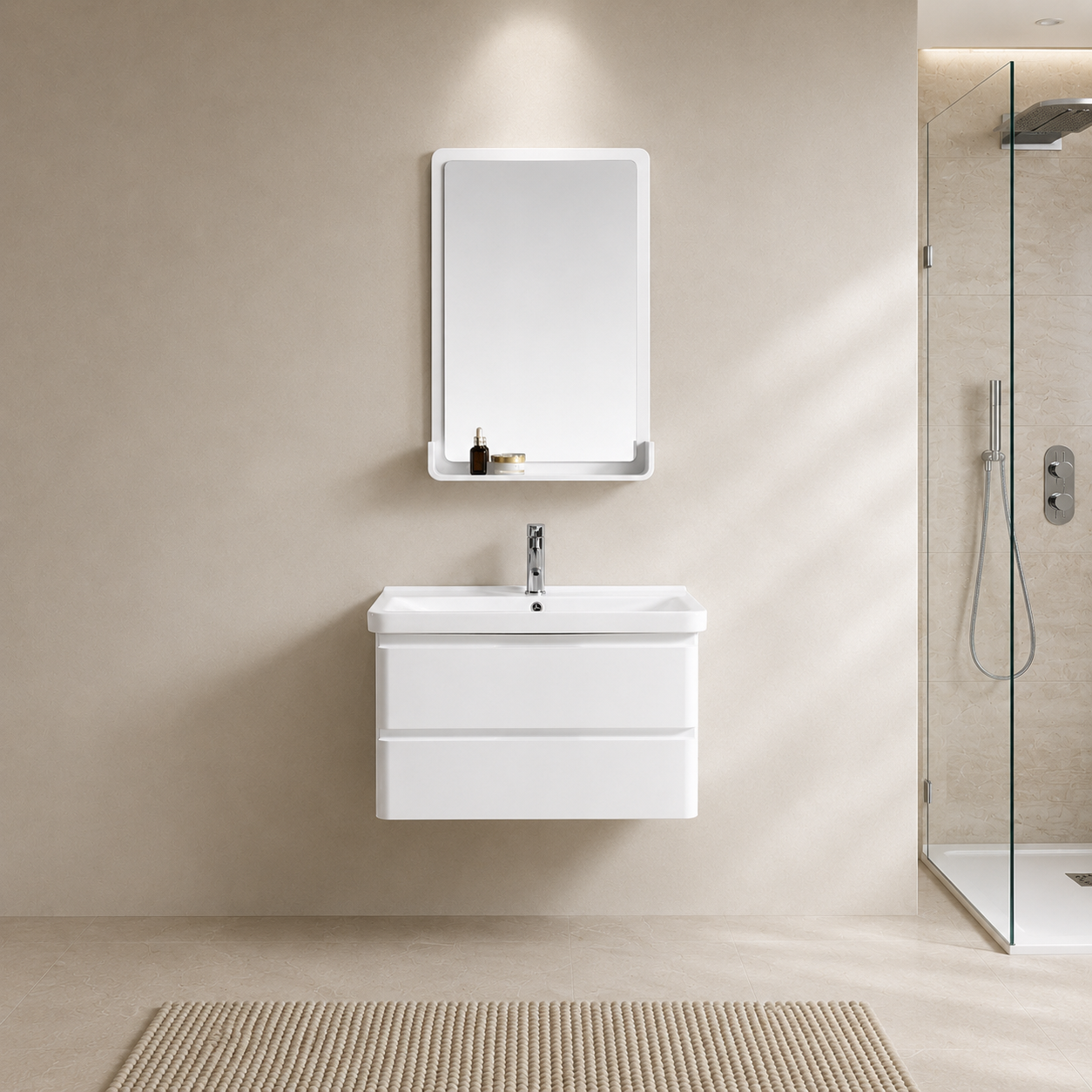 Mobile Arredo Bagno White Plus 80 cm Bianco Moderno Sospeso