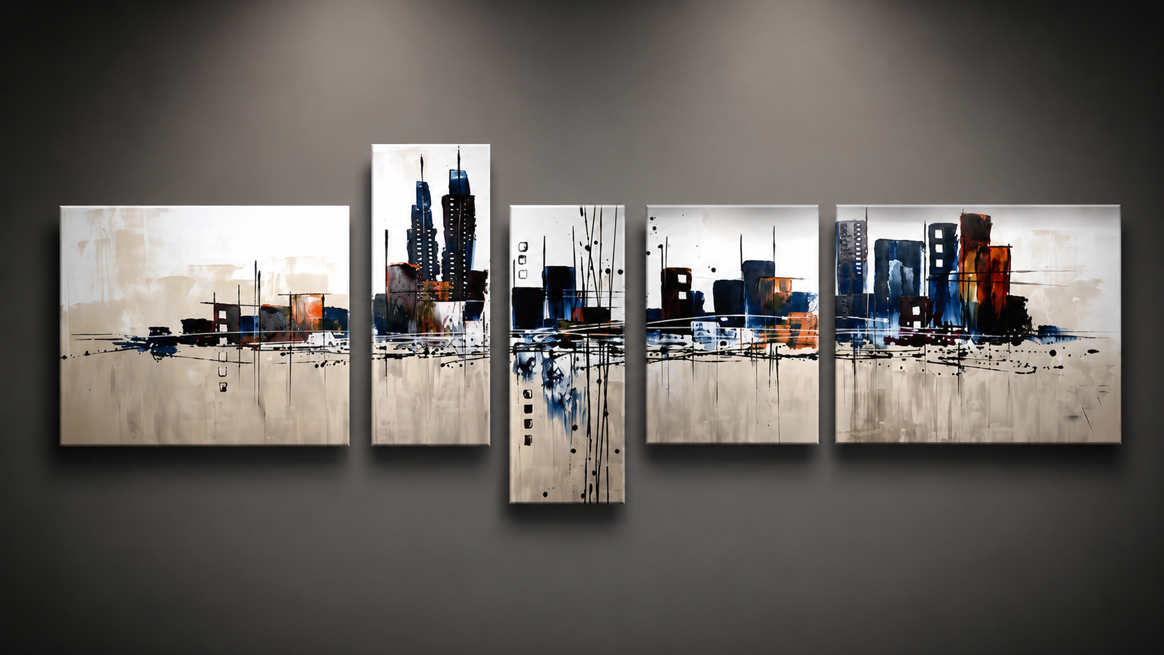 Quadro Dipinto a Mano Olio su Tela di Città astratta N23