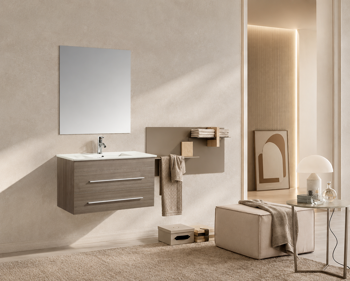 Mobile Arredo Bagno Angy 90 cm Sospeso Moderno Grigio