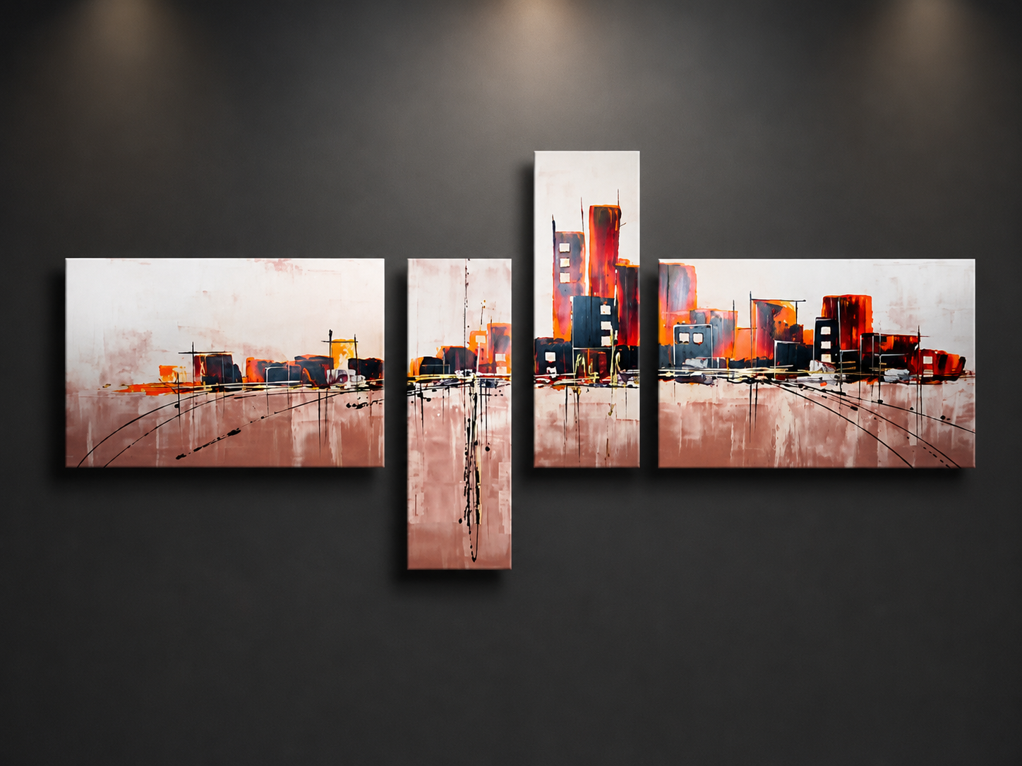 Quadro Dipinto a Mano Olio su Tela di Città astratta N67