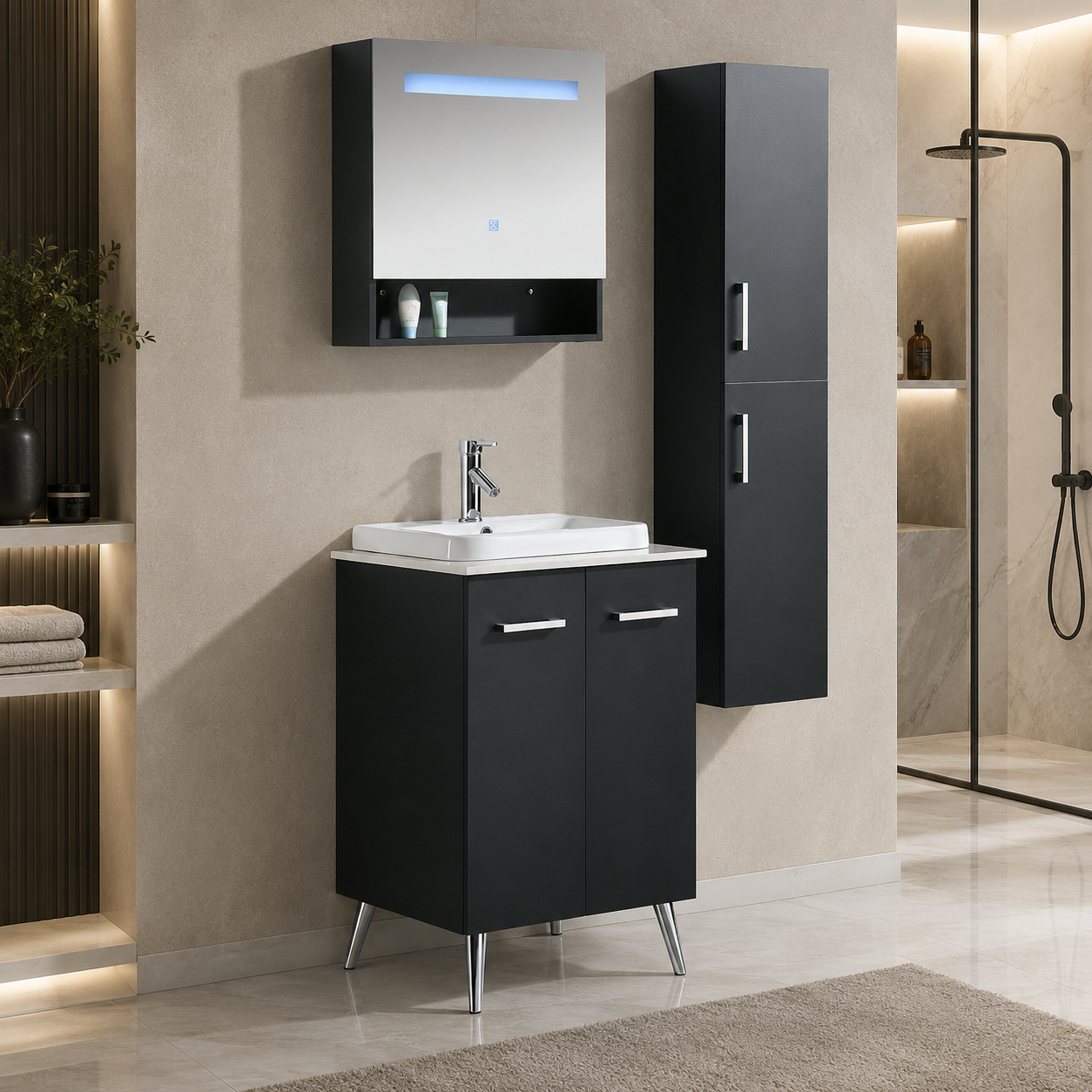 Mobile Arredo Bagno Space England 60 cm Moderno + Colonna Arredo