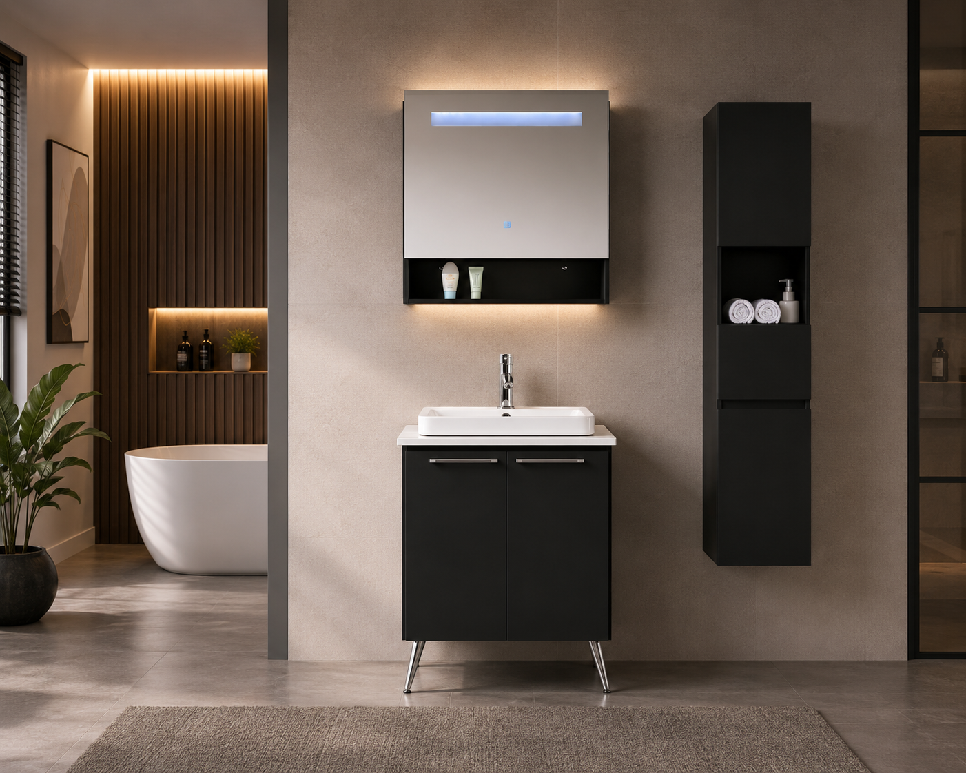 Mobile Arredo Bagno Space England 60 cm Moderno + Colonna Arredo