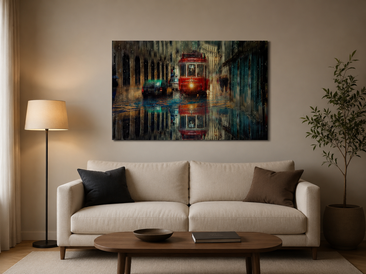 Stampa Quadro Canvas su Tela Retroilluminata con luce a LED Paesaggio urbano di Lisbona N114