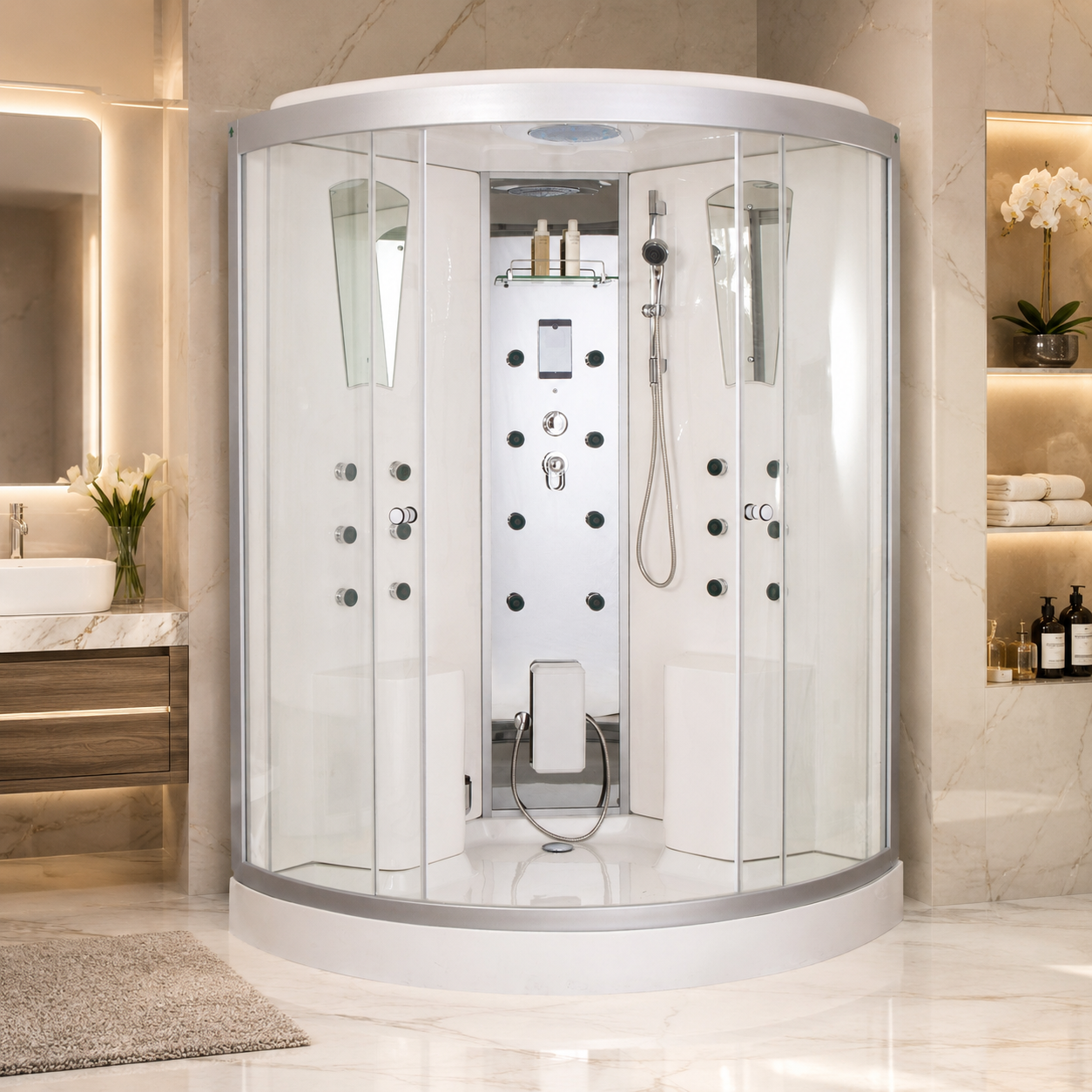 Box Doccia Idromassaggio Space 130x130 2 sedute Multifunzione