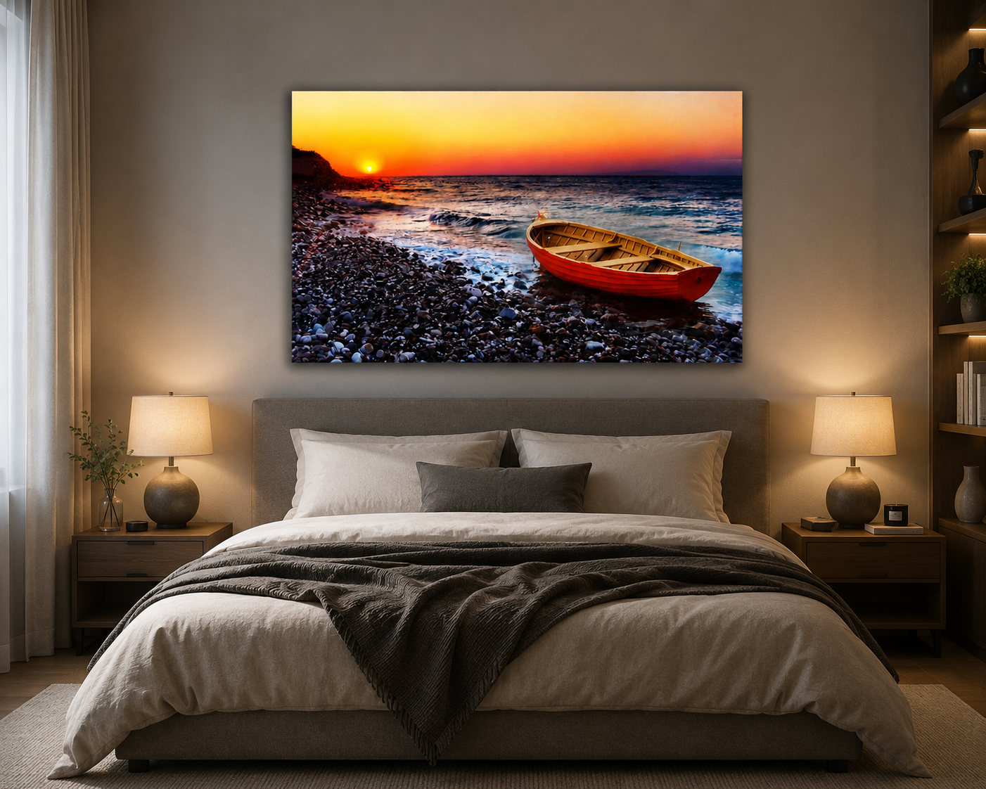 Stampa Quadro Canvas su Tela Retroilluminata con luce a LED di Paesaggio Marittimo  N110