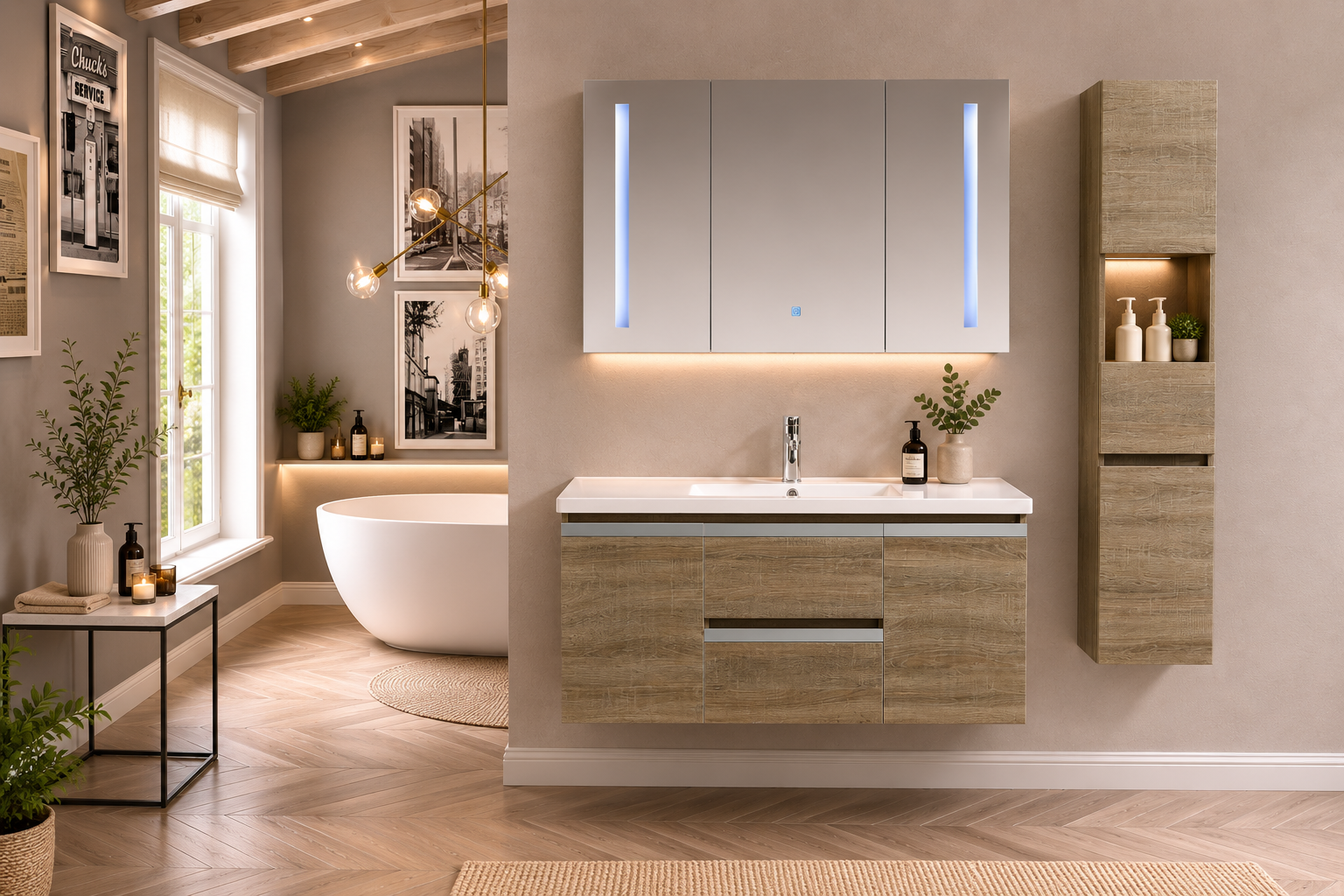 Mobile Arredo Bagno Venice 100 cm Spazioso + Colonna Arredo