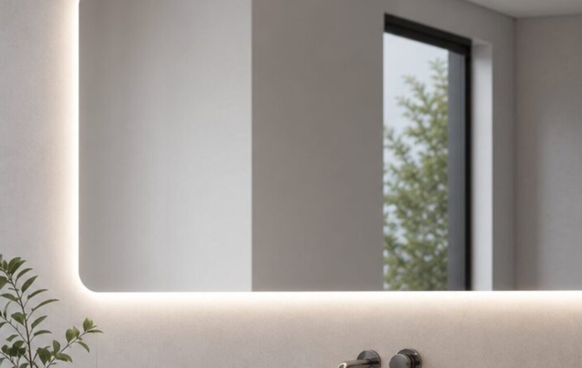 Specchio LED e mobile sospeso bagno